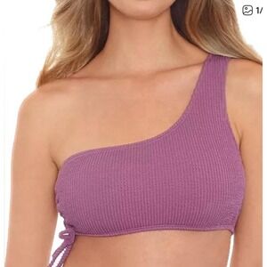Macy's SALT + COVE Women's Purple One Shoulder Ribbed Bikini Top XS NWT